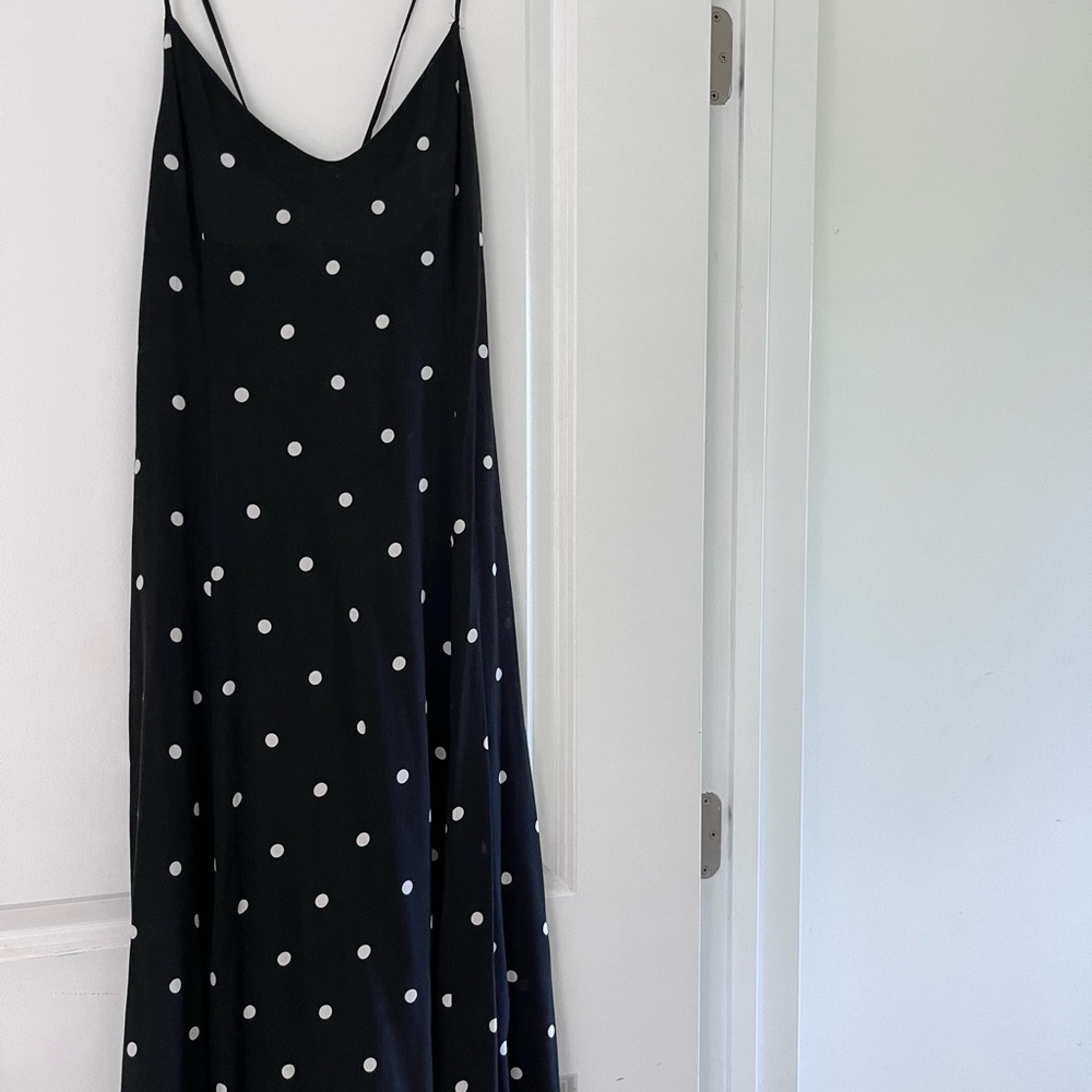 Sezane Black and White Polka Dot Midi Dress